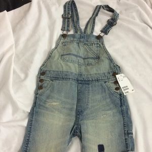 H&M Girl 3-4Y Denim Shorts Overalls NWT